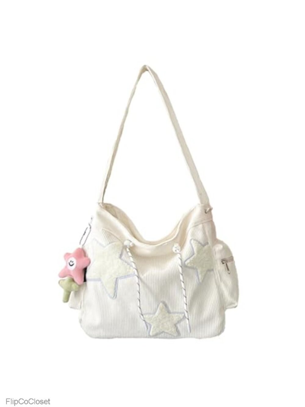 Corduroy Crossbody Tote Bag Star Shoulder Hobo